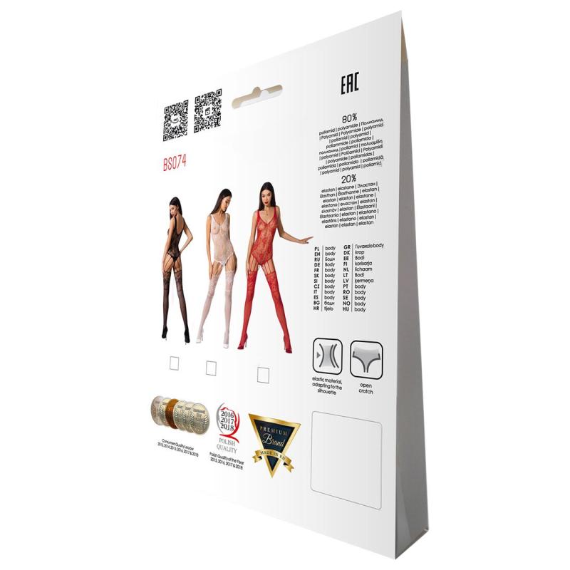 SO4148 Ажурный бодистокинг с имитацией чулок Passion BS074 red