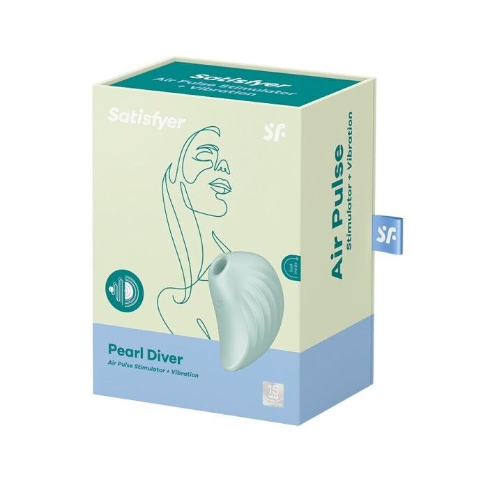 SO6077 Вакуумный клиторальный стимулятор с вибрацией Satisfyer Pearl Diver Mint