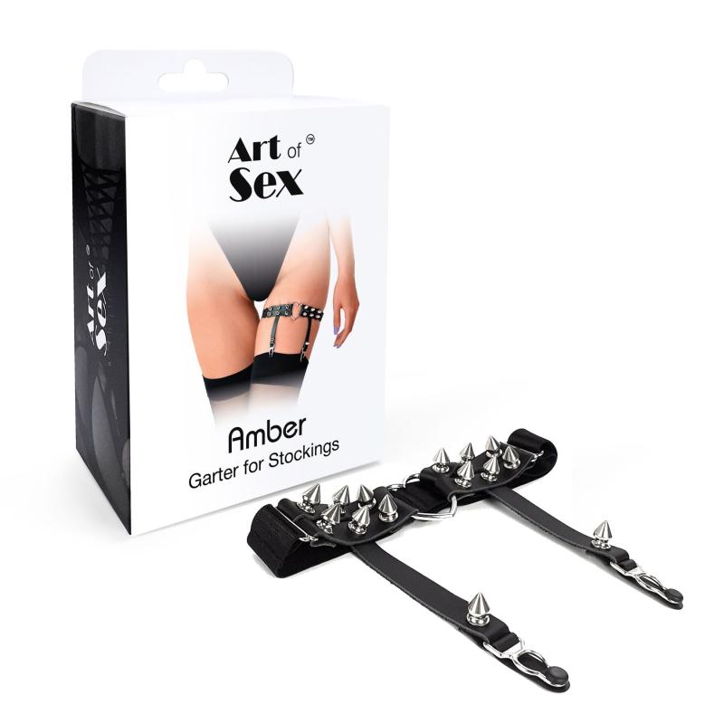 SO6708 Гартер на ногу серце з шипами з натуральної шкіри Art of Sex Amber (1 шт.)