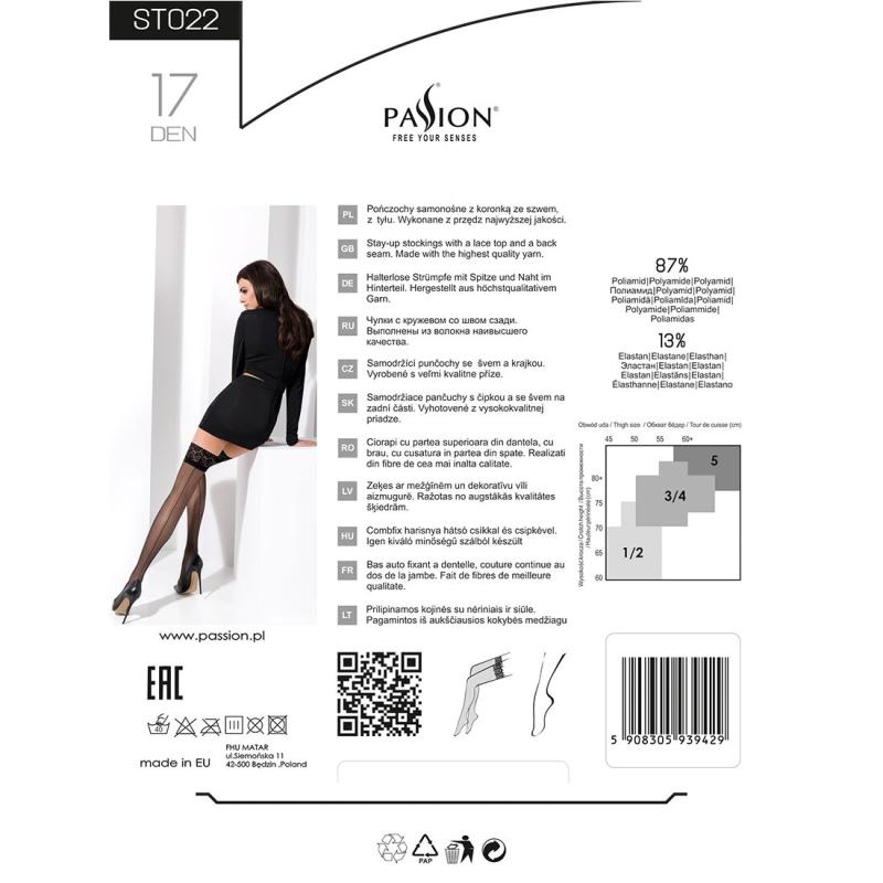 PS23615 Чулки ST022 3/4 nero - Passion