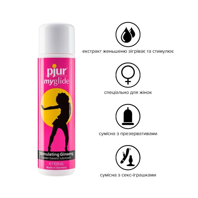PJ10560 Возбуждающая смазка на водной основе pjur my glide 100 мл, с женьшенем, согревает
