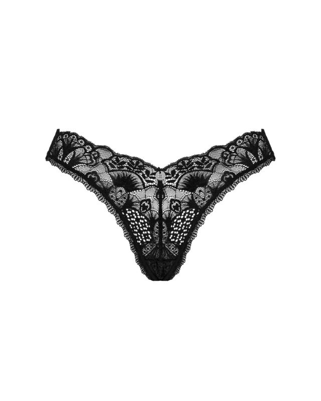 SO8641 Кружевные стринги Obsessive Donna Dream thong XL/2XL Black, низкая посадка