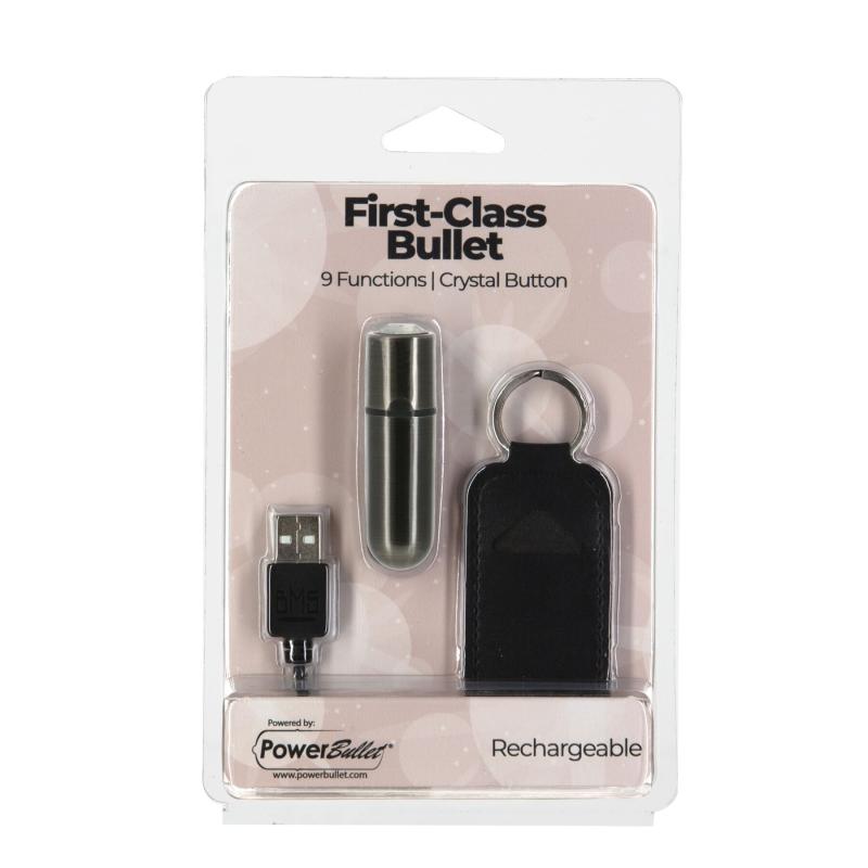 SO6846 Вибропуля PowerBullet First-Class Bullet 2.5″ with Key Chain Pouch, Gun Metal, 9 режимов вибрации