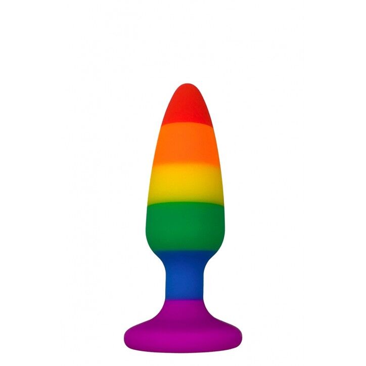 SO7424 Силиконовая анальная пробка Wooomy Hiperloo Silicone Rainbow Plug S, диаметр 2,4 см, длина 9 см