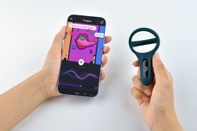 SO5748 Двойное эрекционное кольцо Fun Town Rise Turquoise, управление со смартфона