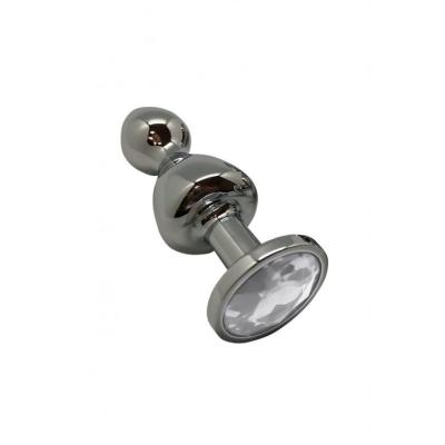 Металлическая анальна пробка Wooomy Lollypop Double Ball Metal Plug S, диаметр 2,8 см, длина 8,5 см