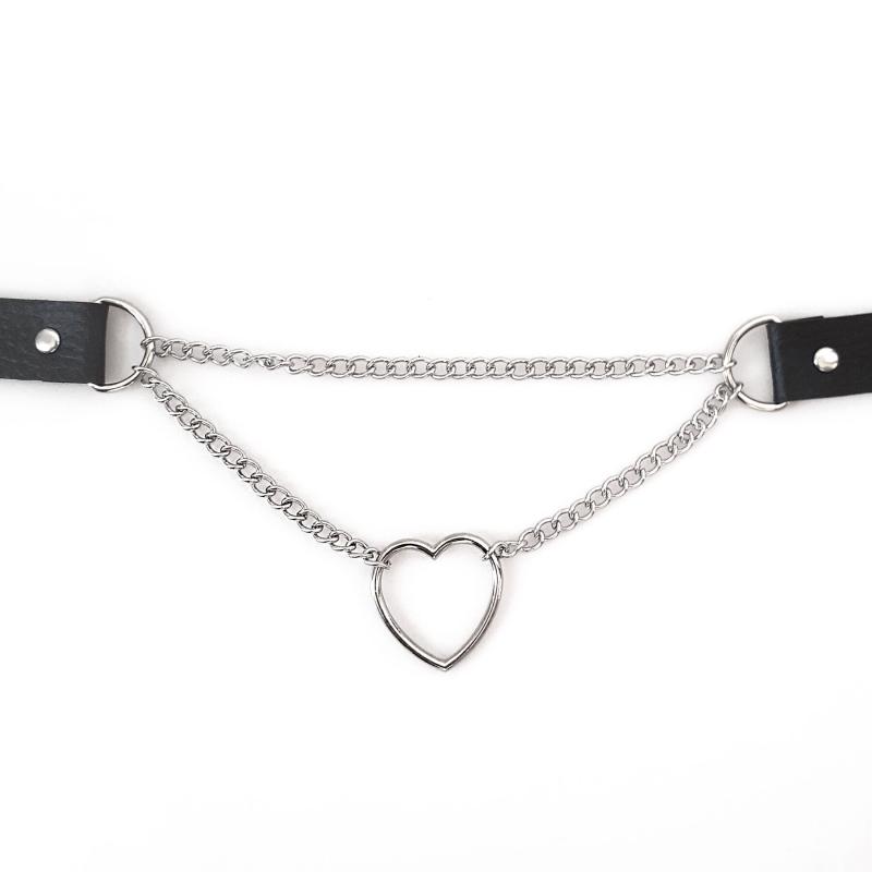 SO6799 Чокер на шею Сердце Art of Sex - Paris, из натуральной кожи, цвет Черный