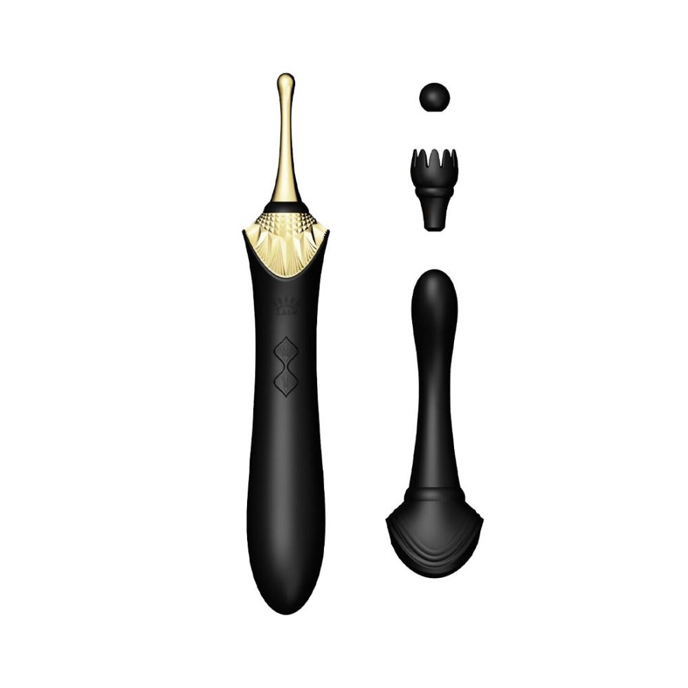 SO6654 Вагинально-клиторальный вибратор Zalo — Bess Obsidian Black, мультифункциональный с насадками