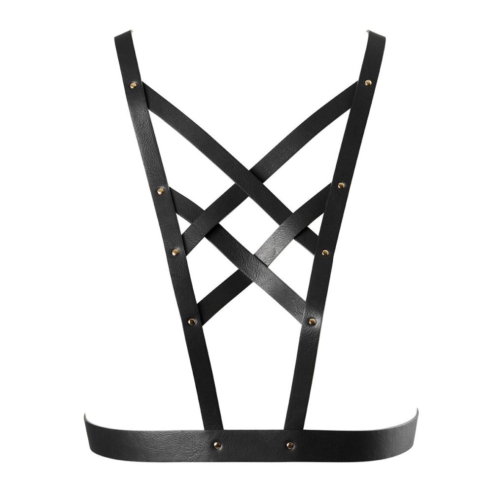 SO5915 Портупея из экокожи Bijoux Indiscrets Maze – Cross Cleavage Harness Black