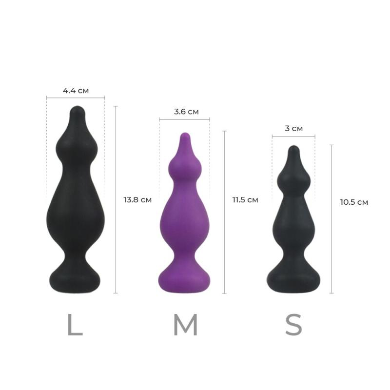 AD20273 Анальная пробка Adrien Lastic Amuse Medium Purple (M) с двумя переходами, макс. диаметр 3,6 см
