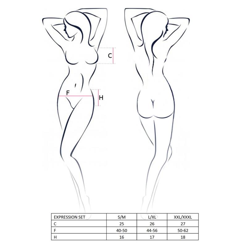 EL11403 Комплект белья EXPRESSION SET black XXL/XXXL - Passion: лиф сетчатый, юбочка и стринги