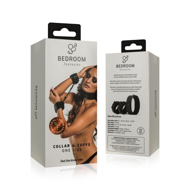 SO8805 Наручники с ошейником Bedroom Fantasies Collar & Cuffs - Black