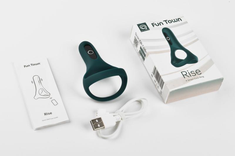 SO5748 Двойное эрекционное кольцо Fun Town Rise Turquoise, управление со смартфона