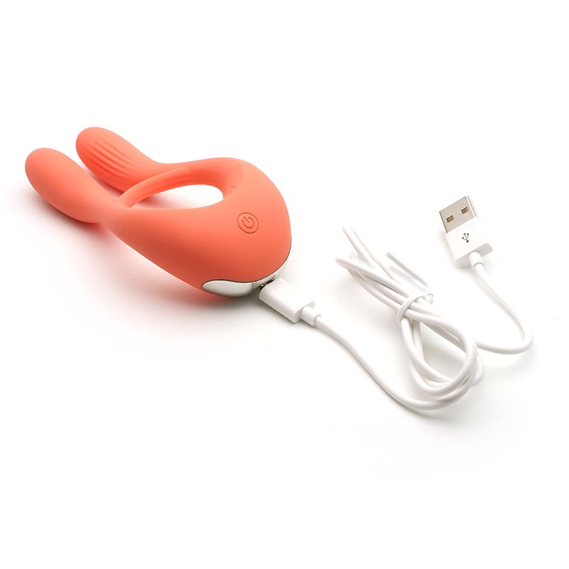 SO3766 Вибратор для пар KISTOY Martin Orange, два мотора, крепление на член, диаметр 32мм