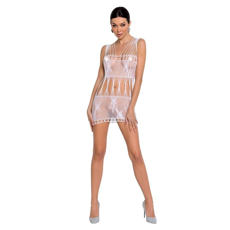 SO6390 Бодистокинг — мини-платье с бабочками Passion BS090 white