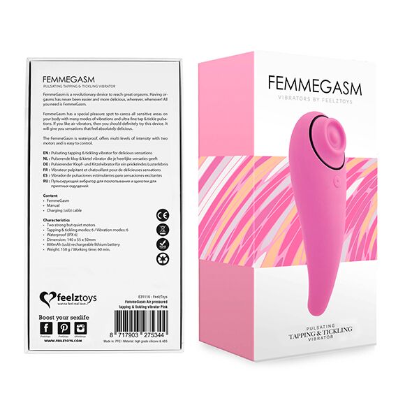 SO4579 Пульсатор для клитора плюс вибратор FeelzToys - FemmeGasm Tapping & Tickling Vibrator Pink