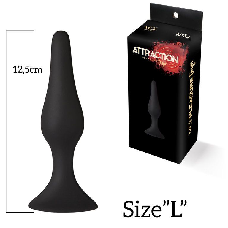SO5010 Анальная пробка на присоске MAI Attraction Toys №34 Black, длина 12,5см, диаметр 3,2см