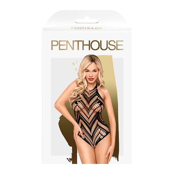 SO4381 Боди с геометрическим орнаментом Penthouse - Go Hotter Black S/L