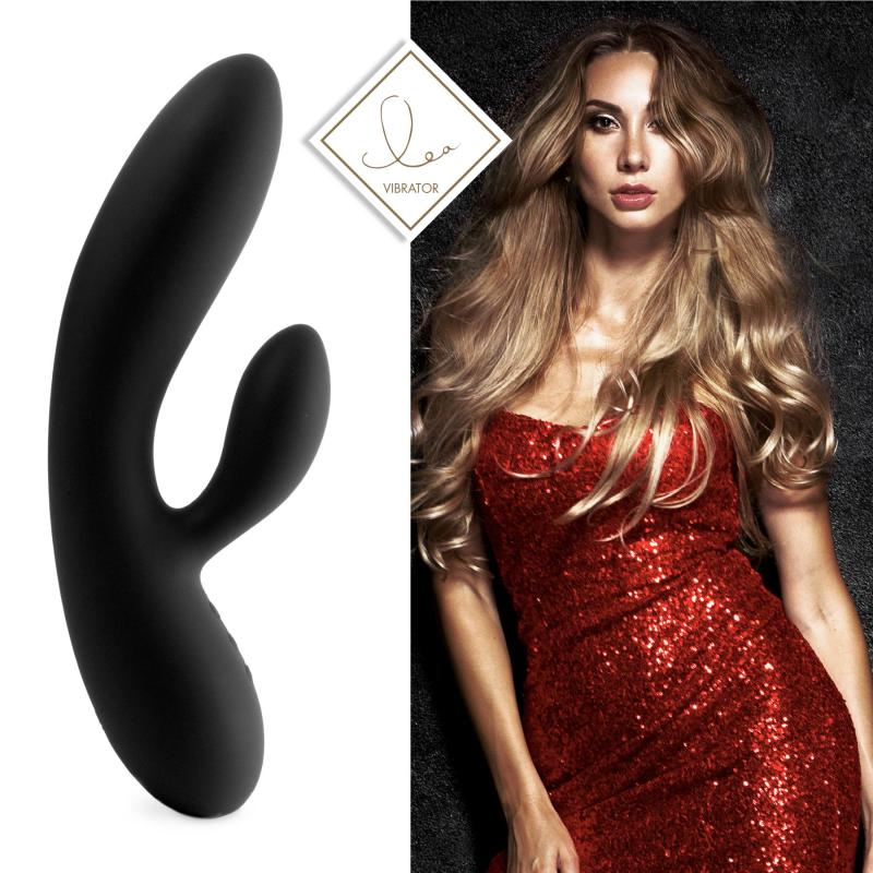SO4433 Гибкий вибратор кролик с двумя моторами FeelzToys Lea Rabbit Vibrator Black