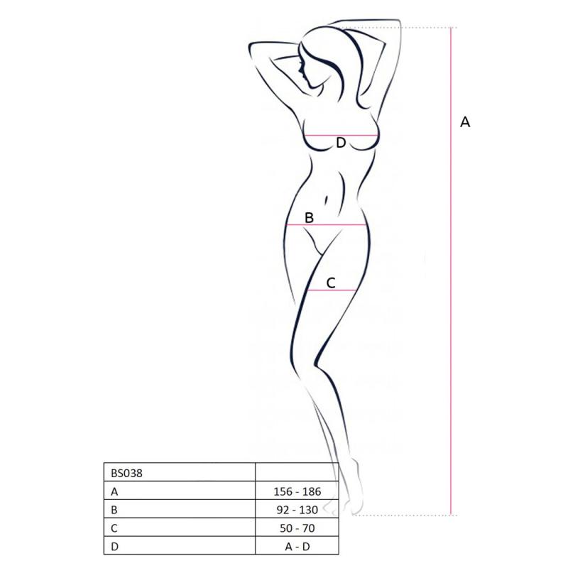 PBS038B Бодистокинг Passion BS038 black, комбинезон, имитация чулок и пояса