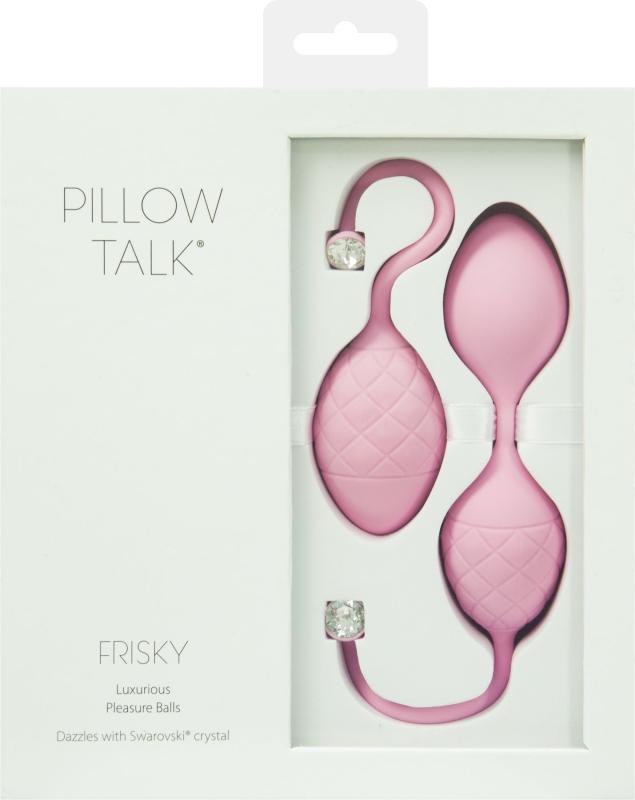 SO2721 Роскошные вагинальные шарики PILLOW TALK - Frisky Pink с кристаллом, диаметр 3,2см, вес 49-75гр
