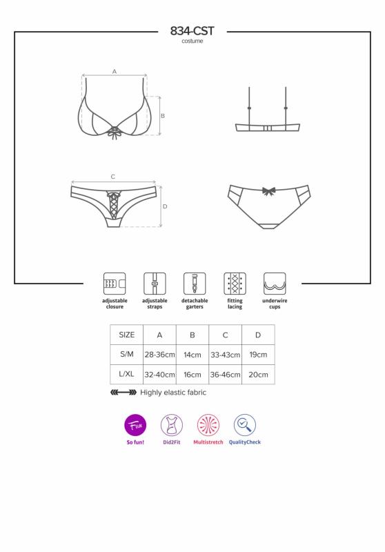 SO7177 Эротический костюм медсестры Obsessive 834-CST-6 S/M, бело-голубой