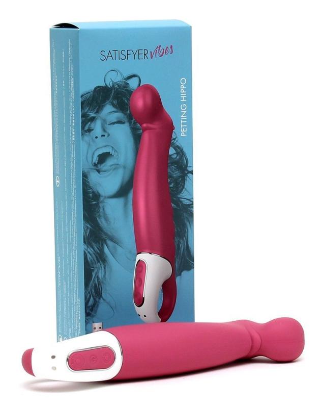 SO2202 Мощный вибратор Satisfyer Vibes Petting Hippo с гибким стволом, литой силикон, 12 режимов работы
