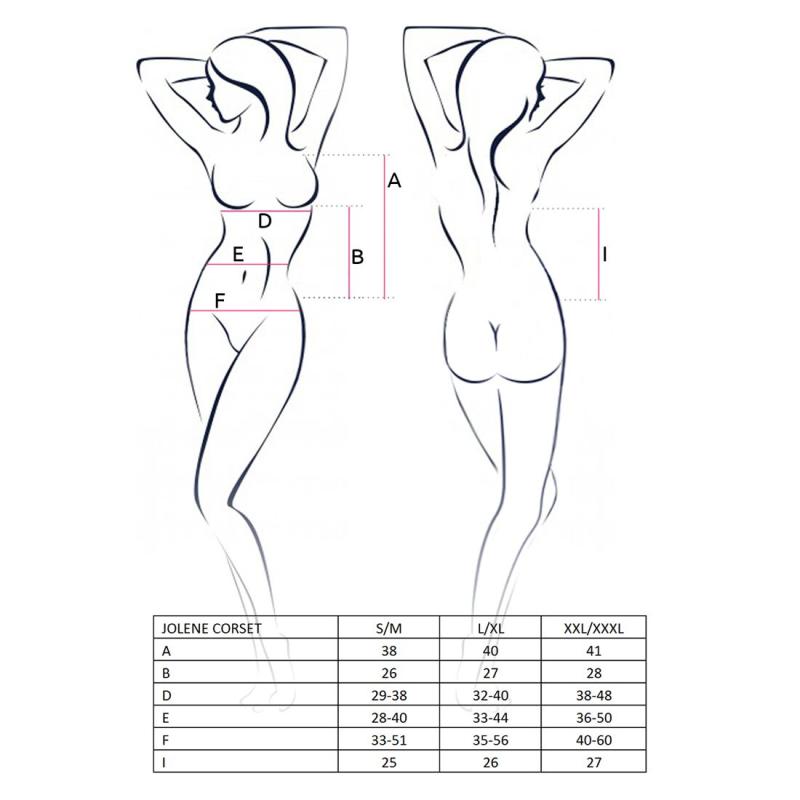 EL12002 Корсет с пажами JOLENE CORSET black S/M - Passion, трусики, полуоткрытая грудь, полупрозрачный