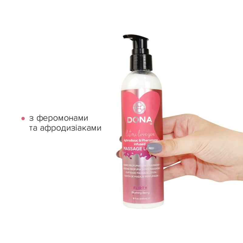 SO2103 Массажный лосьон DONA Flirty - Blushing Berry (235 мл) увлажняющий с афродизиаками и феромонами