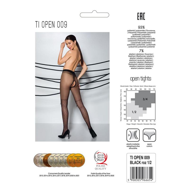 SO5799 Колготки с открытым доступом, имитация ботфорт TIOPEN 009 black 1/2 (20 den) — Passion