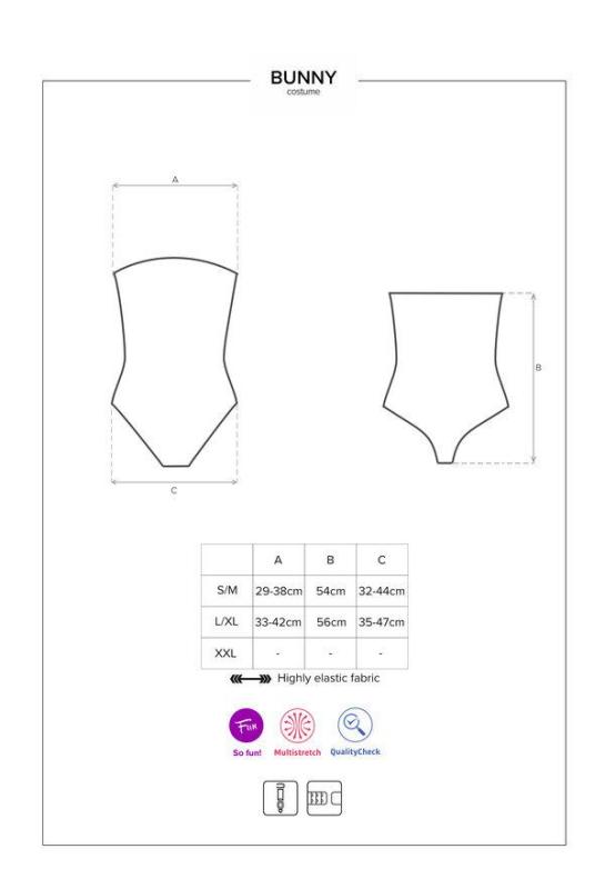 SO7702 Еротичний костюм кролика Obsessive Bunny costume L/XL, black, боді, чокер, гартери, панчохи, маска