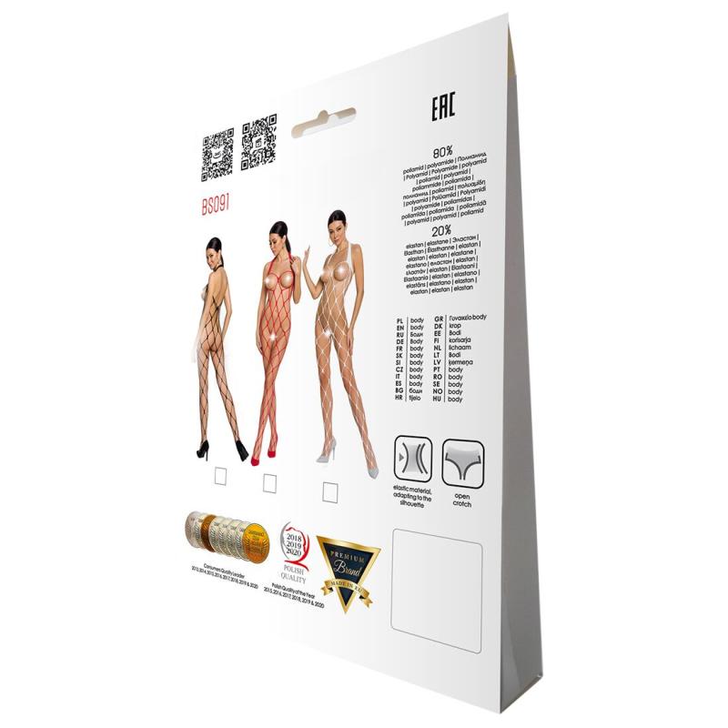 SO6393 Бодистокинг в очень крупную сетку Passion BS091 white, с доступом