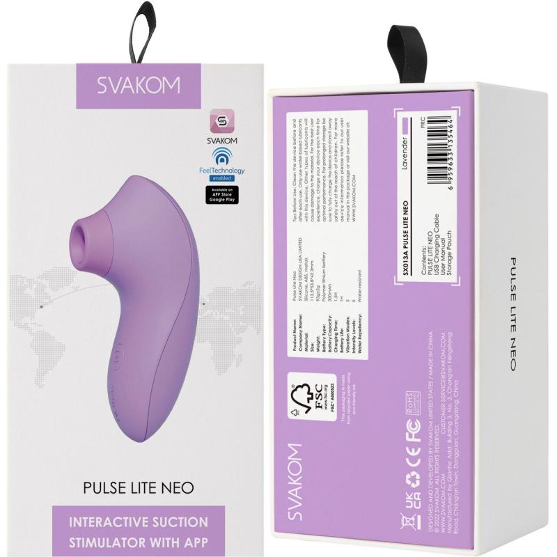 SO7322 Вакуумный стимулятор Svakom Pulse Lite Neo Lavender, управляется со смартфона
