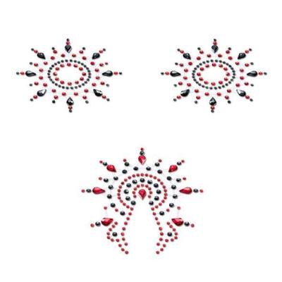 Пэстис из кристаллов Petits Joujoux Gloria set of 3 - Black/Red, украшение на грудь и вульву