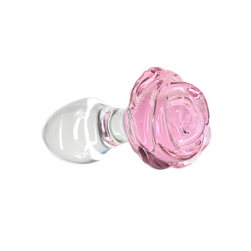 SO6834 Стеклянная анальная пробка Pillow Talk Rosy Luxurious Glass Anal Plug, ⌀3,3 см, вибропуля в подарок