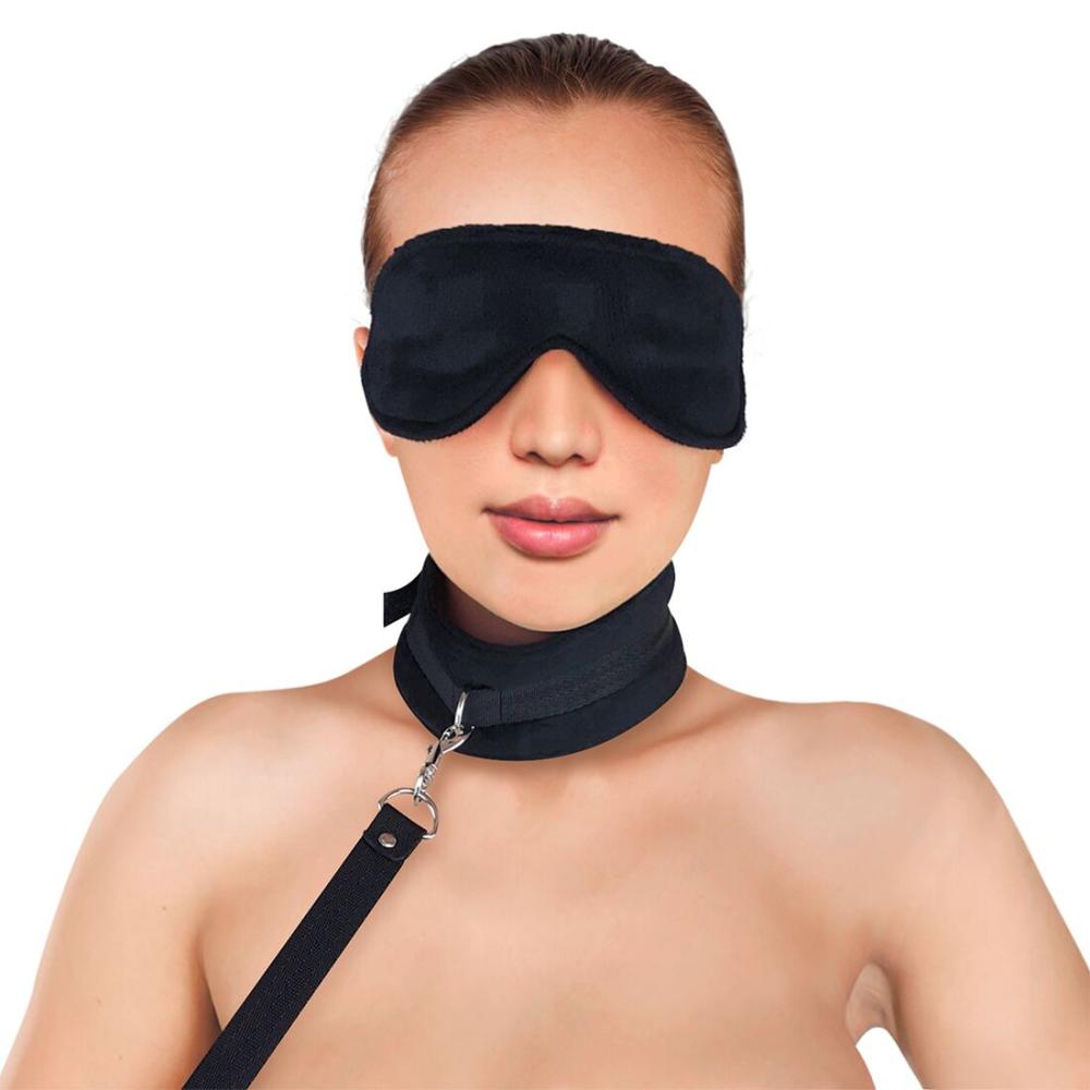 SO5158 Набор ошейник с поводком и маска Art of Sex - Soft Touch Light, Черный