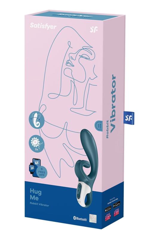 SO6273 Смарт вибратор кролик Satisfyer Hug Me Bluegrey, 2 мотора, диаметр 4,2см, широкая клиторальная часть