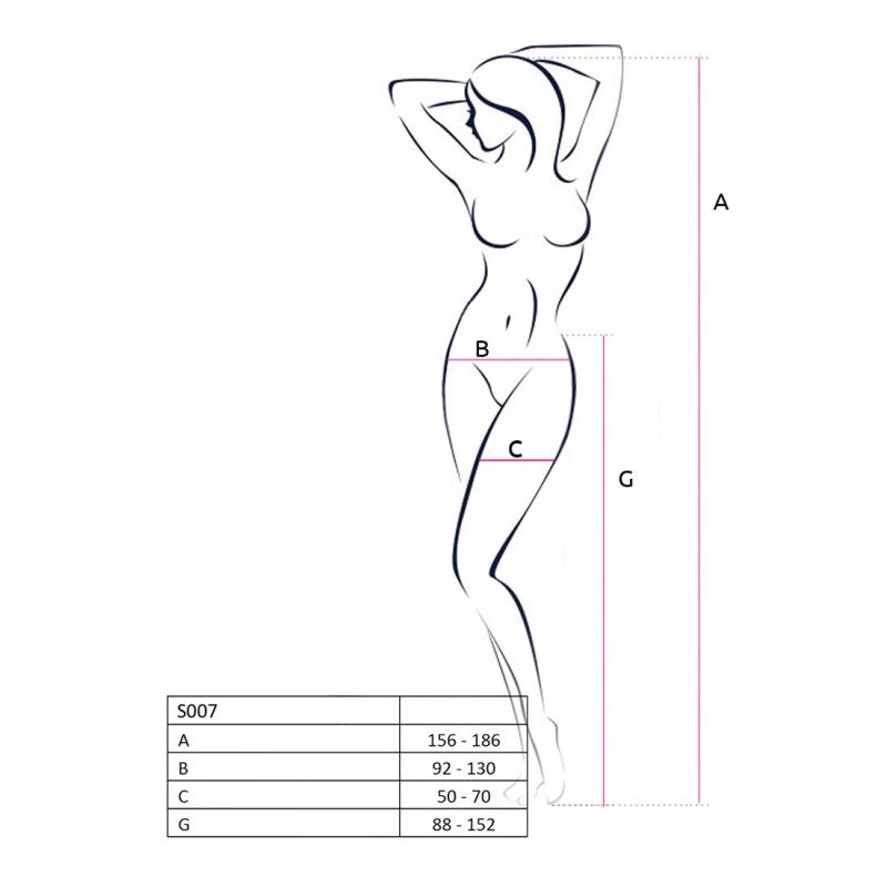 PSS023R Эротические колготки-бодистокинг Passion S023 red, имитация чулок с секси ромбами и пояском