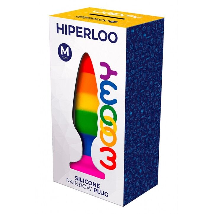 SO7435 Силиконовая анальная пробка Wooomy Hiperloo Silicone Rainbow Plug M, диаметр 2,9 см, длина 11 см