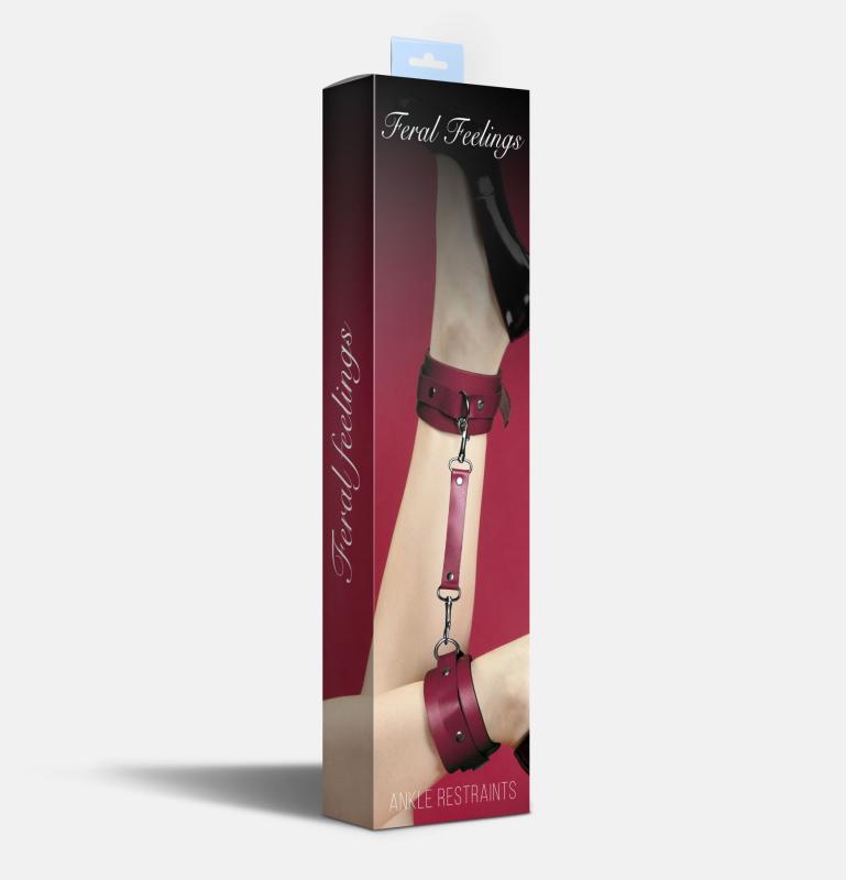 SO8259 Поножи Feral Feelings – Ankle Restraints, натуральная кожа, burgundy
