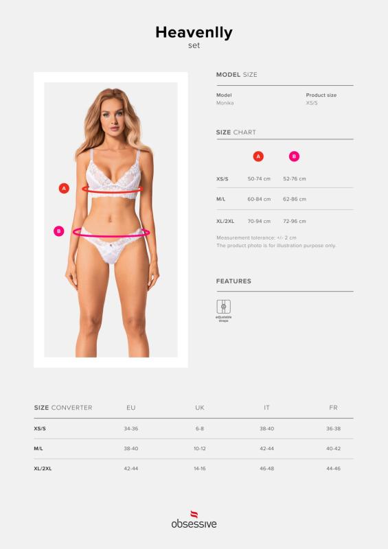 SO8172 Эротический комплект Obsessive Heavenlly 2-pcs set XS/S, бюстгальтер и танга