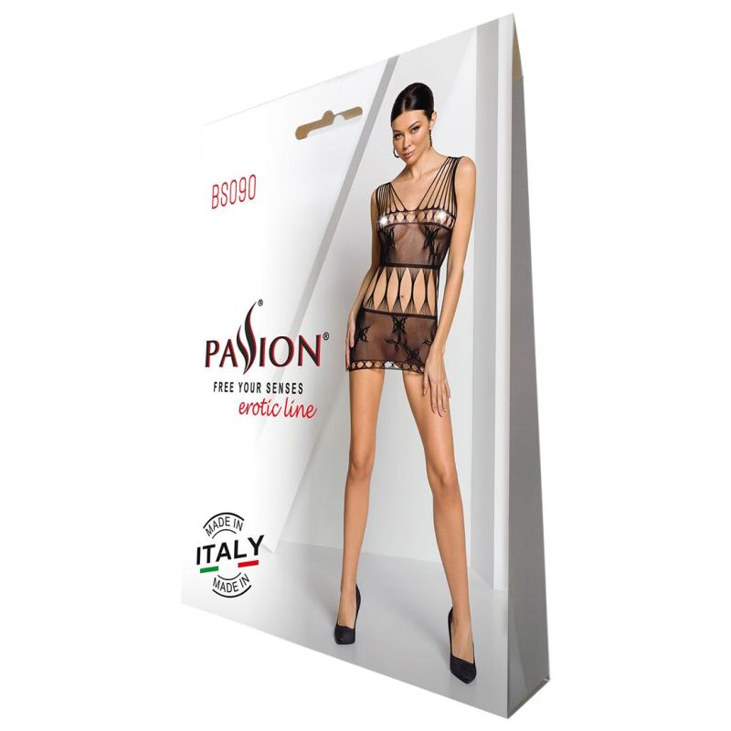 SO6388 Бодістокінг — мінісукня з метеликами Passion BS090 black