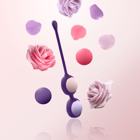 SO3888 Набор вагинальных шариков Rianne S: Pussy Playballs Coral, масса 15,25, 35, 55г, монолит, косметичка