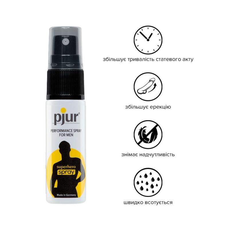 PJ10450 Пролонгувальний спрей pjur Superhero Spray 20 мл, всотується в шкіру, натуральні компоненти