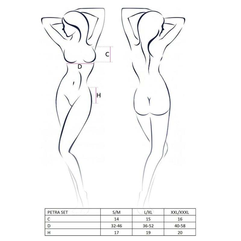 PS23106 Комплект білизни PETRA SET black L/XL — Passion Exclusive: стрінги, широкий пояс, ліф-топік