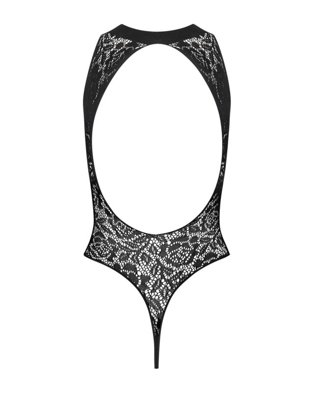 SO7214 Ажурный бодистокинг с эффектом шнуровки Obsessive B129 teddy black XL/XXL, черный, с доступом