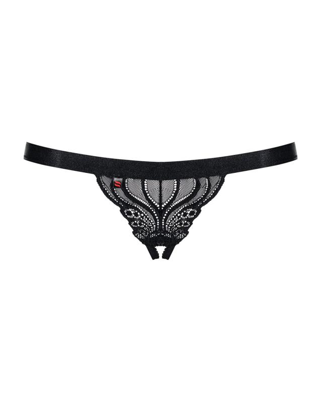 SO7173 Кружевные танга с доступом Obsessive 828-THC-1 crotchless thong S/M, черные