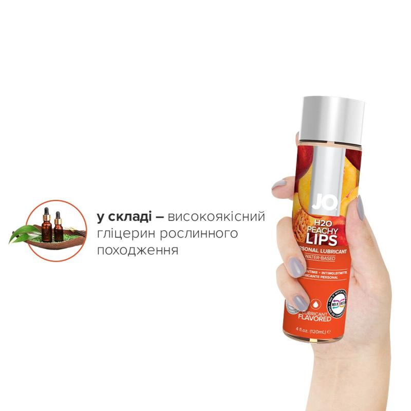 SO1777 Смазка на водной основе System JO H2O — Peachy Lips (120 мл) без сахара, растительный глицерин