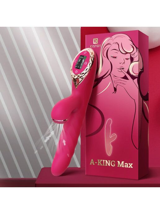 SO4956 Вибратор-кролик с вакуумной стимуляцией и вращающимся стволом KISTOY A-King Max Red
