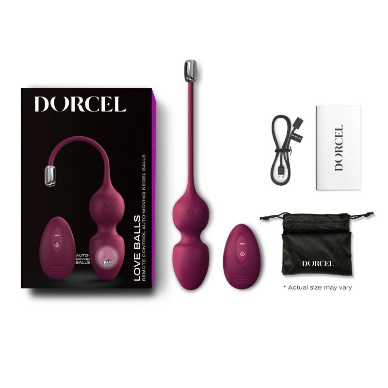 SO7388 Вагинальные шарики Dorcel LOVE BALLS PLUM, вибрации и движения внутреннего шарика, пульт ДУ